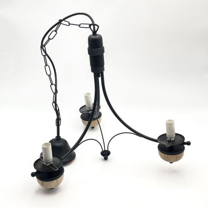 Brilagi - LED-kroonluchter aan ketting COTTAGE 3xE14/40W/230V eiken/zwart/gerookt beige