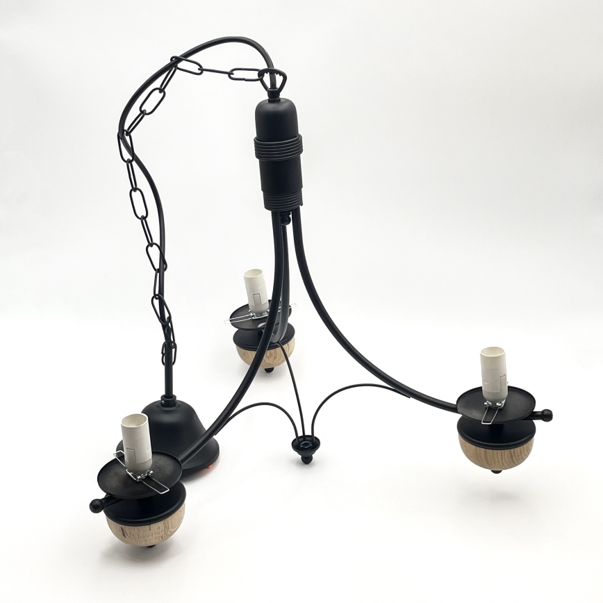Brilagi - LED-kroonluchter aan ketting COTTAGE 3xE14/40W/230V eiken/zwart/gerookt beige