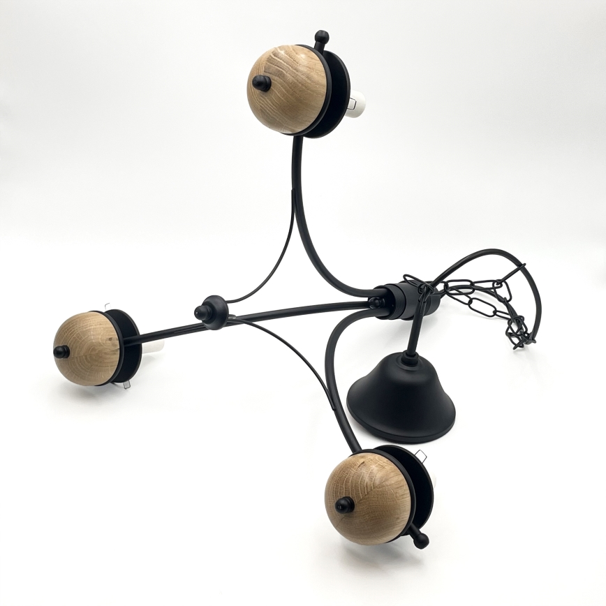 Brilagi - LED-kroonluchter aan ketting COTTAGE 3xE14/40W/230V eiken/zwart/gerookt beige