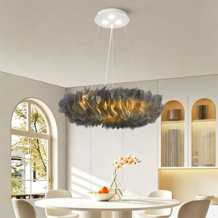 BRILAGI - LED-kroonluchter aan snoer FEATHER 3xE27/40W/230V + 3xLED/3W Ø 50 cm grijs