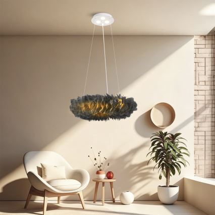 BRILAGI - LED-kroonluchter aan snoer FEATHER 3xE27/40W/230V + 3xLED/3W Ø 50 cm grijs
