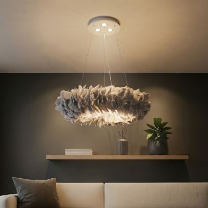 Brilagi - LED-kroonluchter aan snoer FEATHER 3xE27/40W/230V + 3xLED/3W Ø 50 cm grijs
