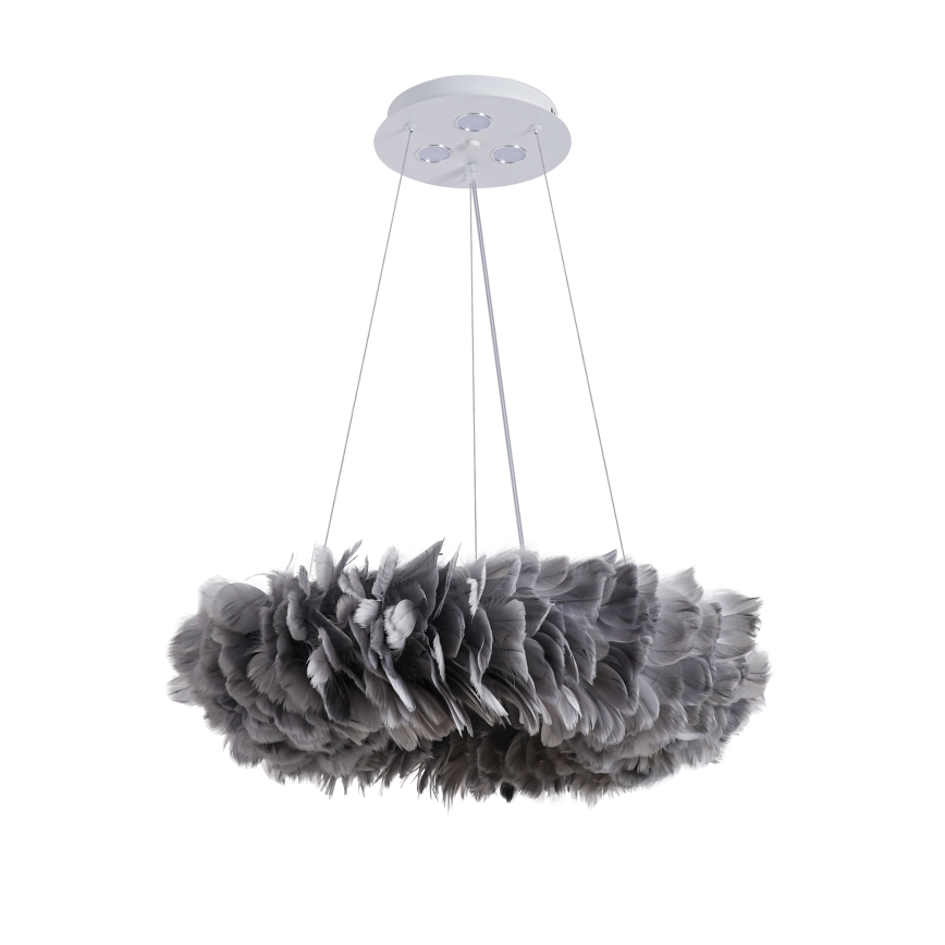 Brilagi - LED-kroonluchter aan snoer FEATHER 3xE27/40W/230V + 3xLED/3W Ø 50 cm grijs