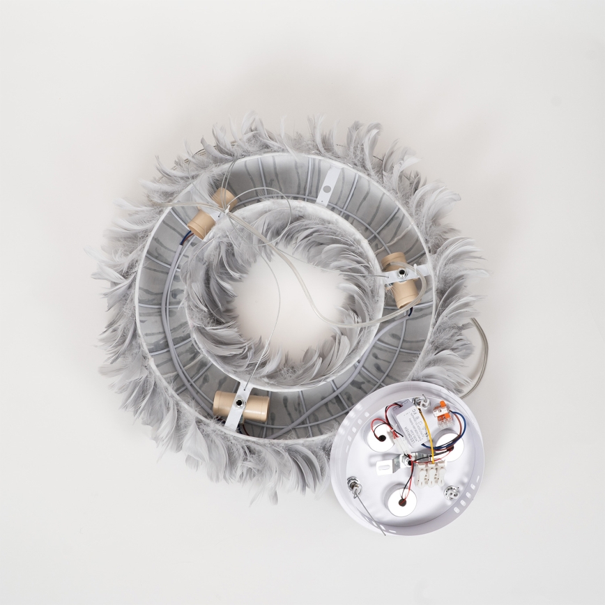 BRILAGI - LED-kroonluchter aan snoer FEATHER 3xE27/40W/230V + 3xLED/3W Ø 50 cm grijs