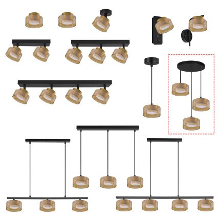 Brilagi - LED-kroonluchter aan staalkabel AURA LUX 3xGX53/13W/230V zwart/goud
