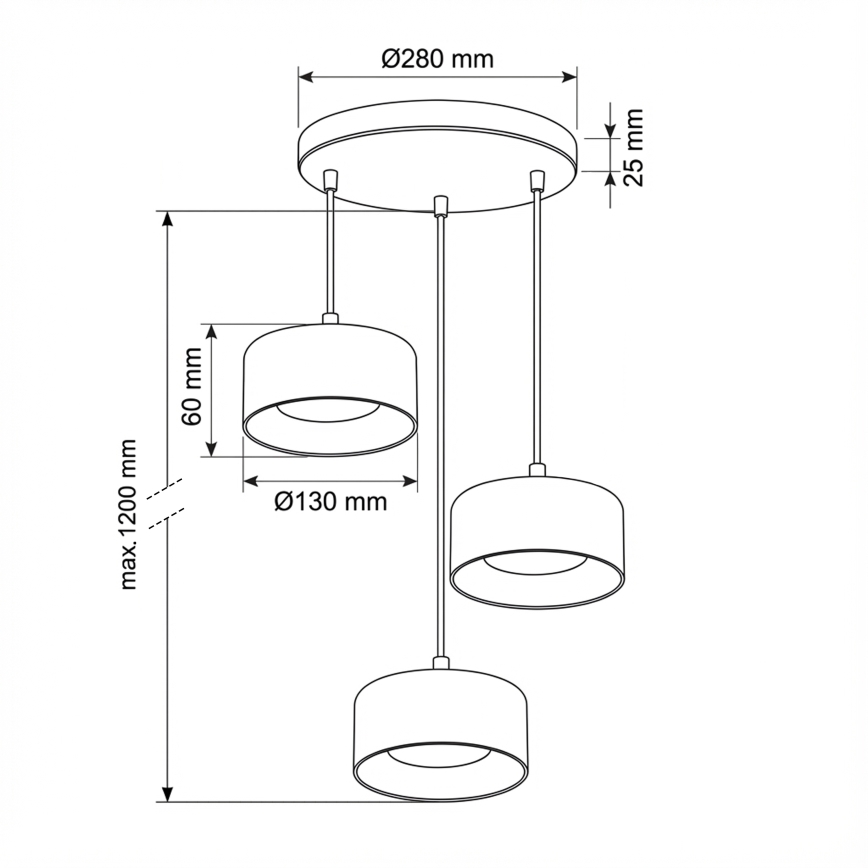 Brilagi - LED-kroonluchter aan staalkabel AURA LUX 3xGX53/13W/230V zwart/goud