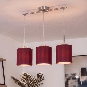 Brilagi - LED-kroonluchter aan staalkabel NUBILA 3xE27/60W/230V pompeïsch rood