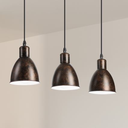 Brilagi - LED-kroonluchter aan staalkabel RIDDY 3xE27/60W/230V koper/patina