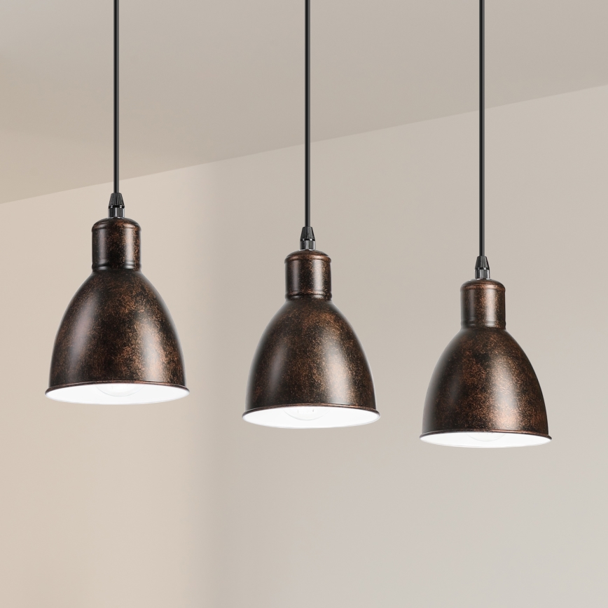 Brilagi - LED-kroonluchter aan staalkabel RIDDY 3xE27/60W/230V koper/patina