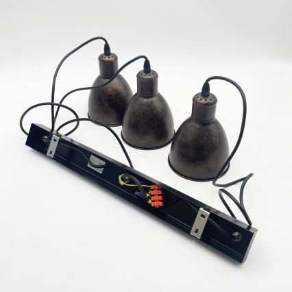 Brilagi - LED-kroonluchter aan staalkabel RIDDY 3xE27/60W/230V koper/patina