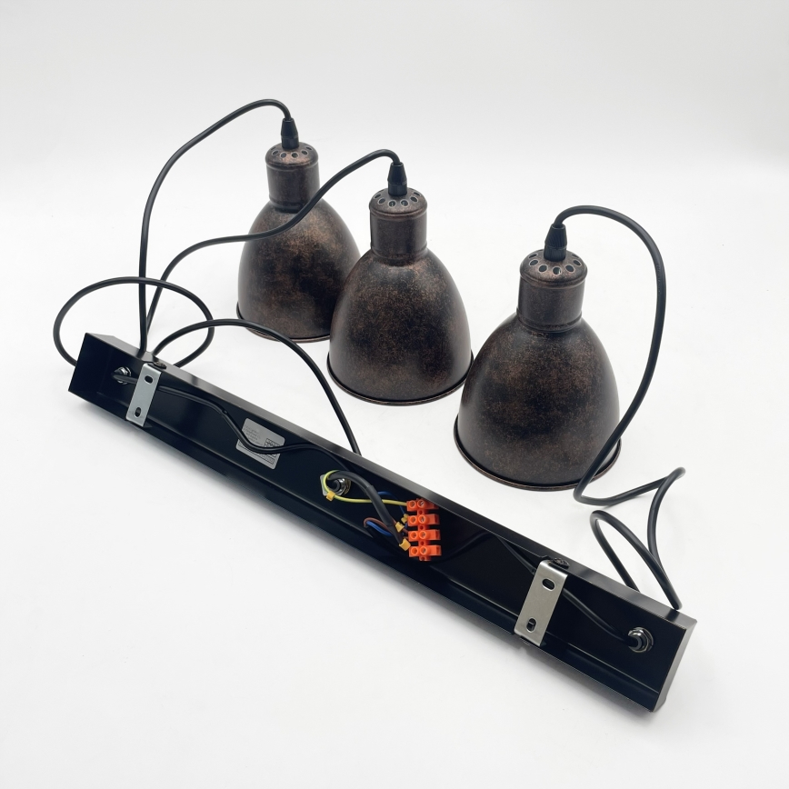 Brilagi - LED-kroonluchter aan staalkabel RIDDY 3xE27/60W/230V koper/patina