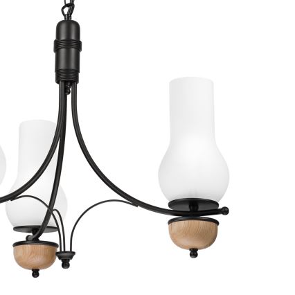 Brilagi - LED-kroonluchter COTTAGE met ketting 3xE14/40W/230V eiken/zwart/wit