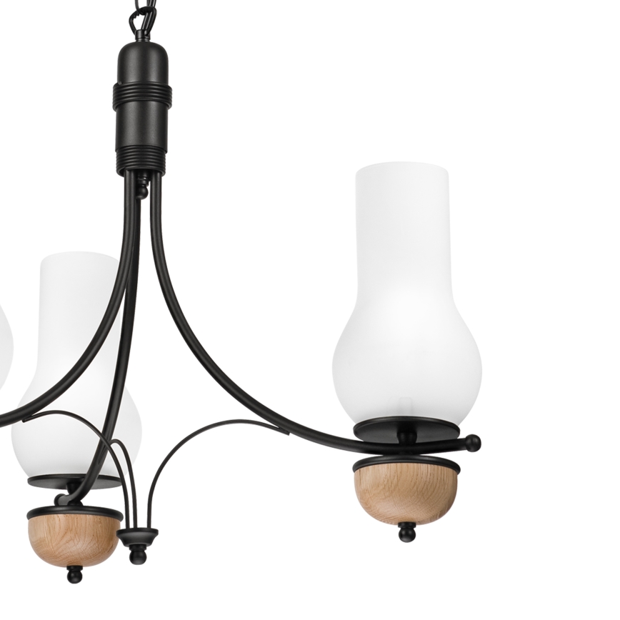 Brilagi - LED-kroonluchter COTTAGE met ketting 3xE14/40W/230V eiken/zwart/wit