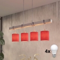 Brilagi - LED-kroonluchter met kabel NUBILA 4xE27/60W/230V grijs/rood
