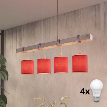 Brilagi - LED-kroonluchter met kabel NUBILA 4xE27/60W/230V grijs/rood