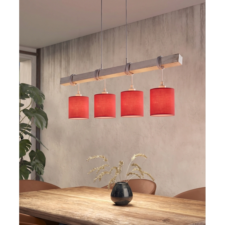 Brilagi - LED-kroonluchter met kabel NUBILA 4xE27/60W/230V grijs/rood