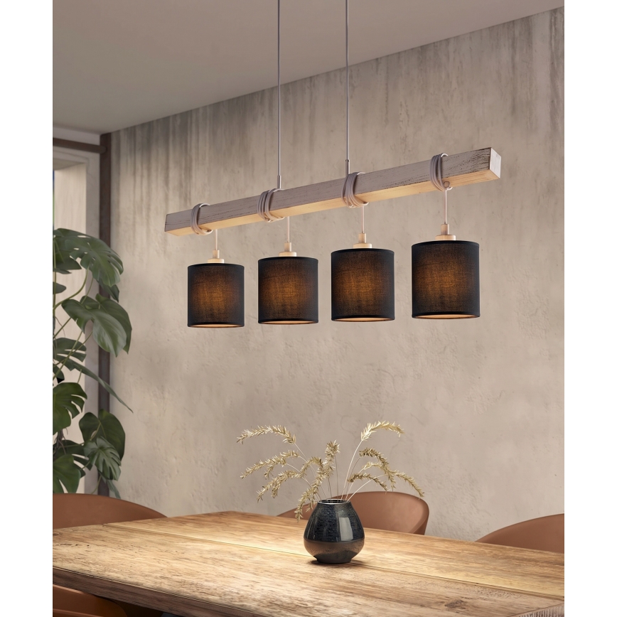 Brilagi - LED-kroonluchter met kabel NUBILA 4xE27/60W/230V grijs/zwart