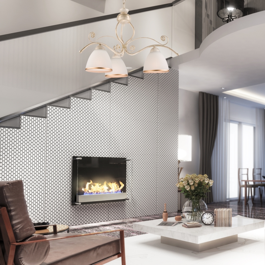 Brilagi - LED-kroonluchter met ketting ANTICO 3xE27/60W/230V 3000K witte patina