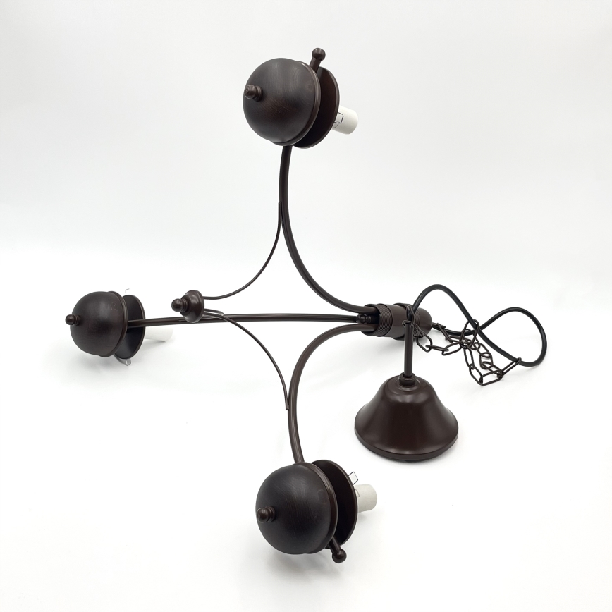 Brilagi - LED-kroonluchter met ketting COTTAGE 3xE14/40W/230V beuk/bruin/wit