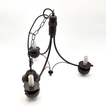 Brilagi - LED-kroonluchter met ketting COTTAGE 3xE14/40W/230V beuk/bruin/wit