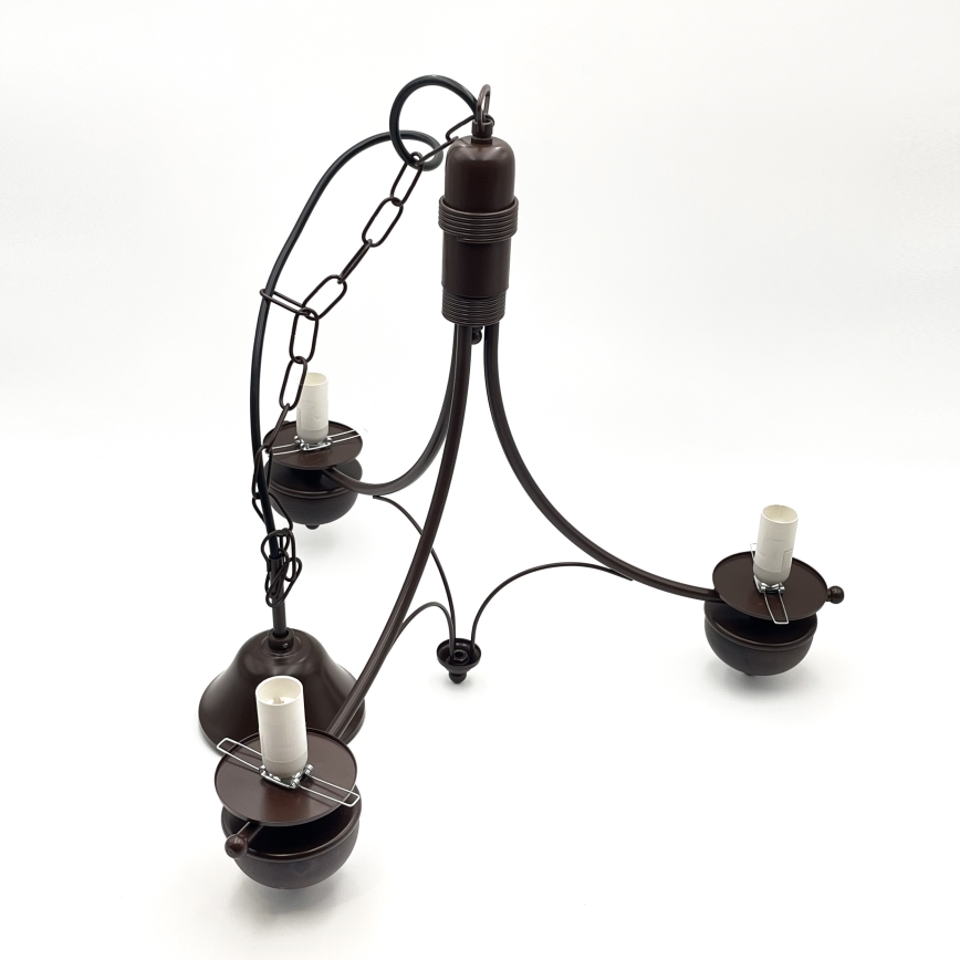Brilagi - LED-kroonluchter met ketting COTTAGE 3xE14/40W/230V beuk/bruin/wit