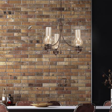 Brilagi - LED-kroonluchter met ketting COTTAGE 3xE14/40W/230V beuken/bruin/rookbeige