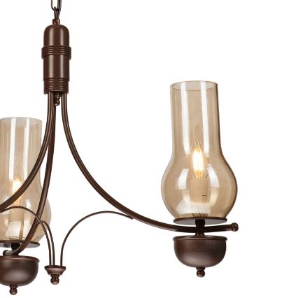 Brilagi - LED-kroonluchter met ketting COTTAGE 3xE14/40W/230V beuken/bruin/rookbeige