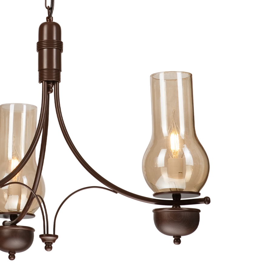 Brilagi - LED-kroonluchter met ketting COTTAGE 3xE14/40W/230V beuken/bruin/rookbeige