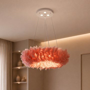 Brilagi - LED-kroonluchter met snoer FEATHER 3xE27/40W/230V + 3xLED/3W Ø 50 cm roze
