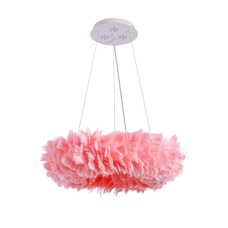 Brilagi - LED-kroonluchter met snoer FEATHER 3xE27/40W/230V + 3xLED/3W Ø 50 cm roze