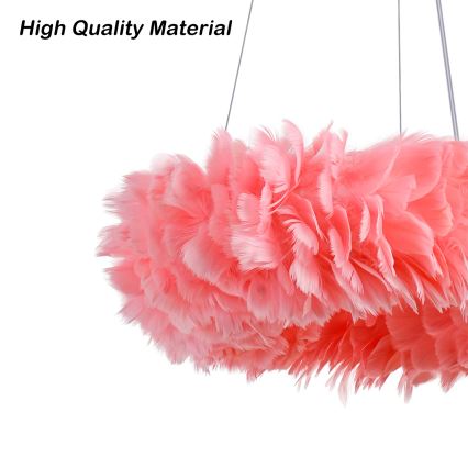 BRILAGI - LED-kroonluchter met snoer FEATHER 3xE27/40W/230V + 3xLED/3W Ø 50 cm roze
