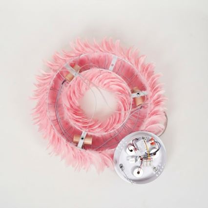 Brilagi - LED-kroonluchter met snoer FEATHER 3xE27/40W/230V + 3xLED/3W Ø 50 cm roze