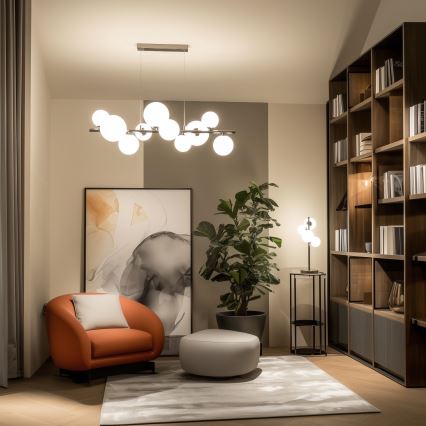 Brilagi - LED-kroonluchter MILLA aan kabel 10xG9/3W/230V zwart-chroom/wit