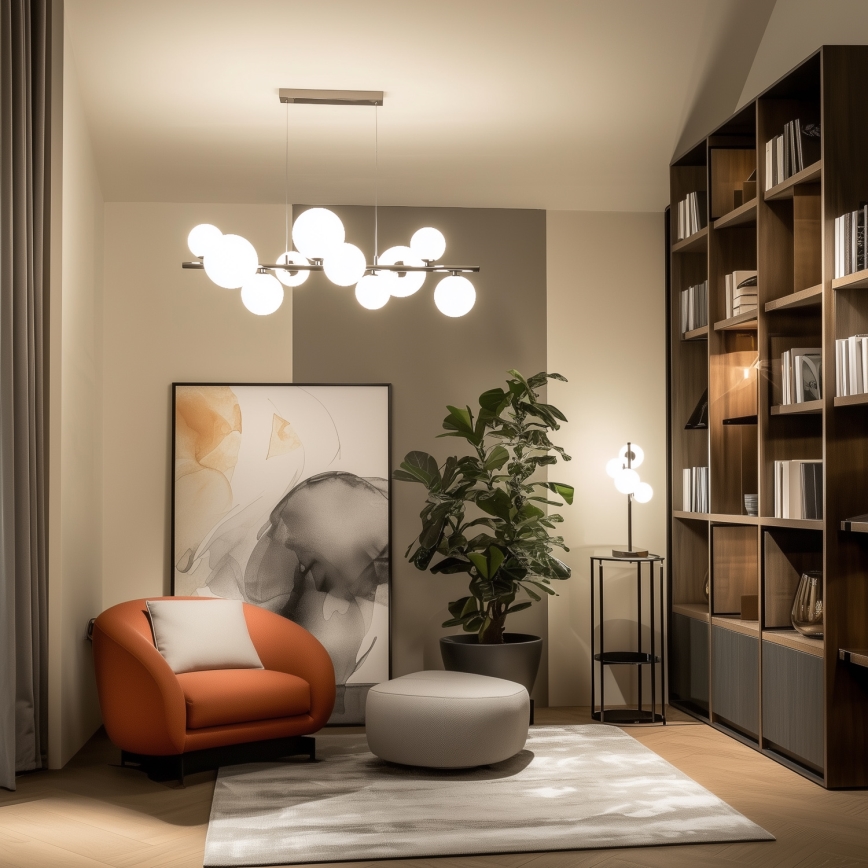 Brilagi - LED-kroonluchter MILLA aan kabel 10xG9/3W/230V zwart-chroom/wit