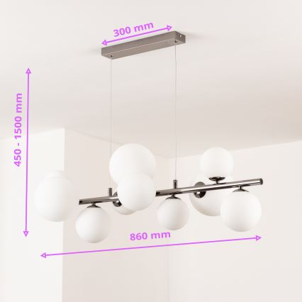 Brilagi - LED-kroonluchter MILLA aan kabel 10xG9/3W/230V zwart-chroom/wit