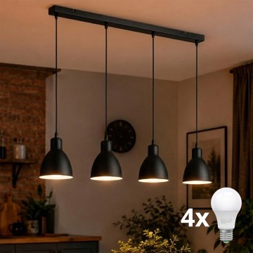 Brilagi - LED-kroonluchter RIDDY met kabel 4xE27/60W/230V zwart