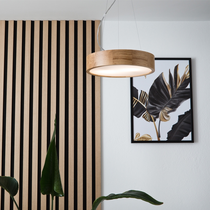 Brilagi - LED-lampenkroon aan kabel CARVALHO 2xE27/60W/230V eiken pr. 37 cm