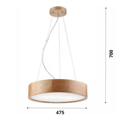 Brilagi - LED-lampenkroon aan kabel CARVALHO 3xE27/60W/230V eiken pr. 47,5 cm