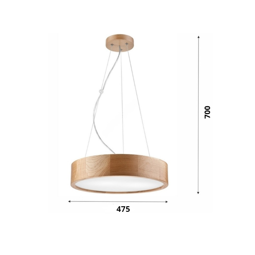 Brilagi - LED-lampenkroon aan kabel CARVALHO 3xE27/60W/230V eiken pr. 47,5 cm
