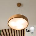 Brilagi - LED-lampenkroon aan kabel CARVALHO 3xE27/60W/230V eiken pr. 47,5 cm