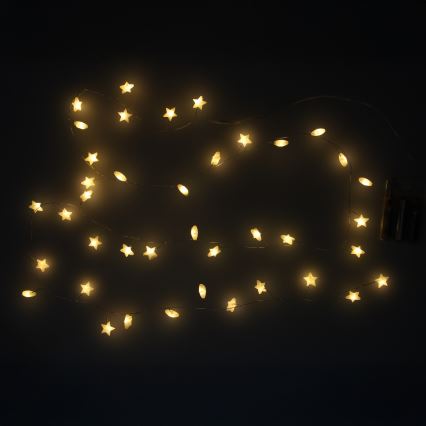 Brilagi - LED-lichtsnoer 40xLED/3xAA 1,8m warm wit sterren