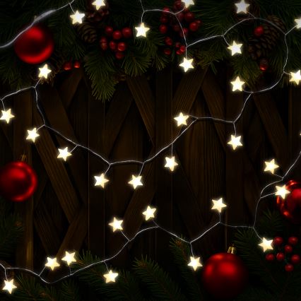 Brilagi - LED-lichtsnoer 40xLED/3xAA 1,8m warm wit sterren