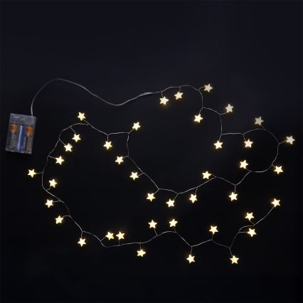 Brilagi - LED-lichtsnoer 40xLED/3xAA 1,8m warm wit sterren