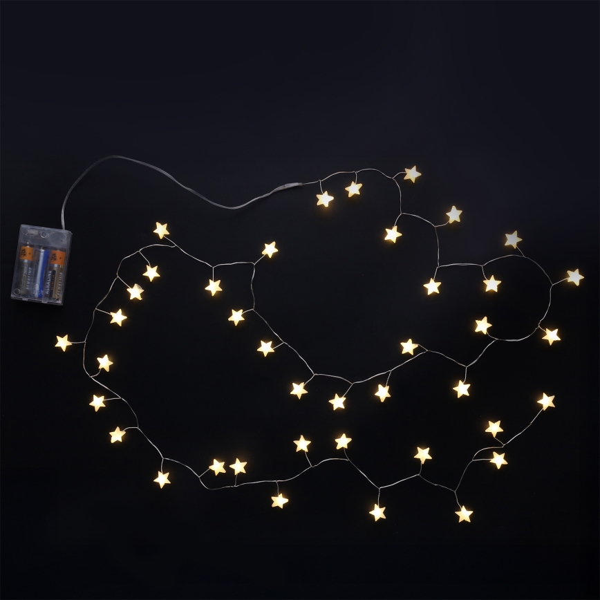 Brilagi - LED-lichtsnoer 40xLED/3xAA 1,8m warm wit sterren