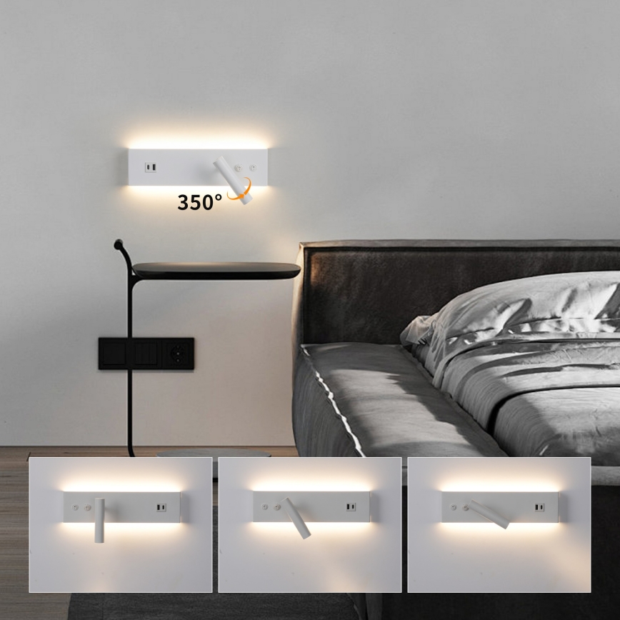 Brilagi - NOCTIS LED wandspot met USB-poort LED/3W/230V + LED/9W wit