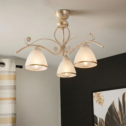 Brilagi - LED-opbouwkroonluchter ANTICO 3xE27/60W/230V 3000K witte patina
