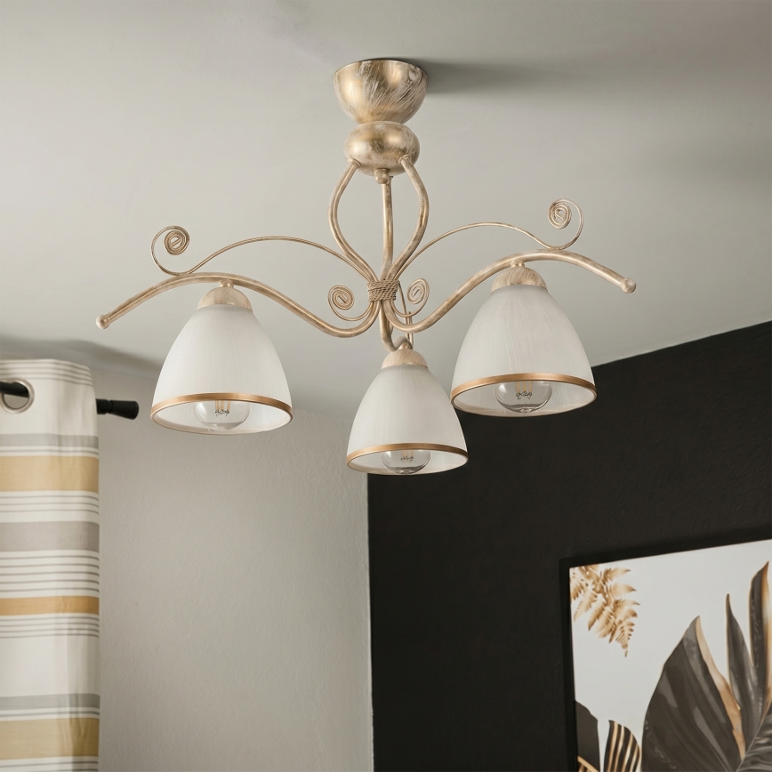 Brilagi - LED-opbouwkroonluchter ANTICO 3xE27/60W/230V 3000K witte patina