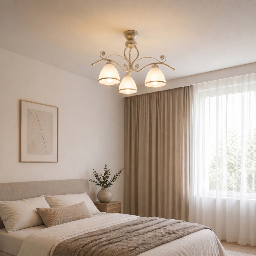 Brilagi - LED-opbouwkroonluchter ANTICO 3xE27/60W/230V 3000K witte patina