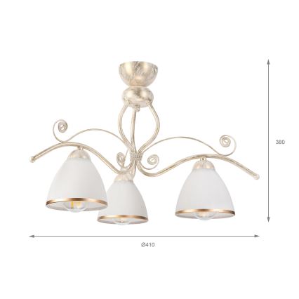 Brilagi - LED-opbouwkroonluchter ANTICO 3xE27/60W/230V 3000K witte patina