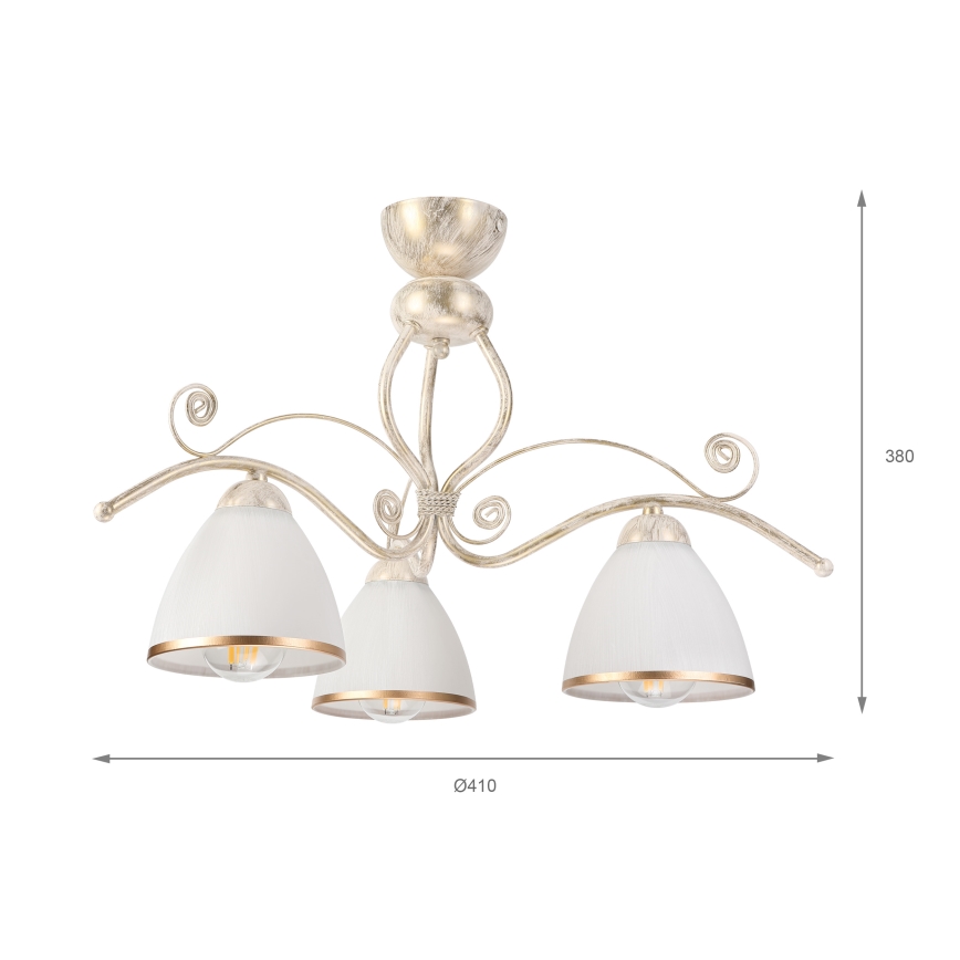 Brilagi - LED-opbouwkroonluchter ANTICO 3xE27/60W/230V 3000K witte patina